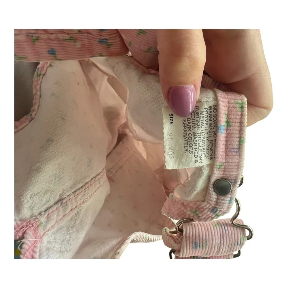 Vintage 90's Oshkosh B'gosh Pink Floral Corduroy Overalls 24m